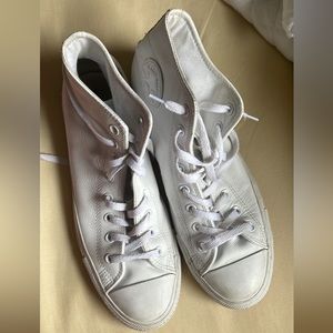 White leather converse all star high tops